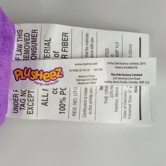 PLUSHEEZ Purple Pink Owl Shaped Plush Pillow Ruffles 9" x 7" Decor - Picture 3 of 4